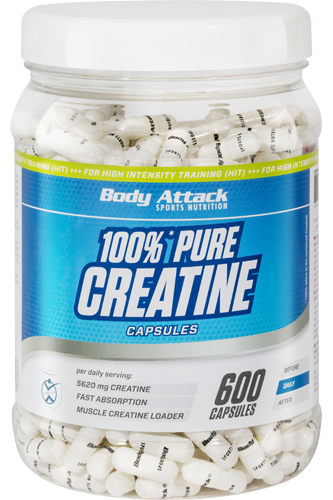 Body Attack 100% Pure Creatine - 600 Caps